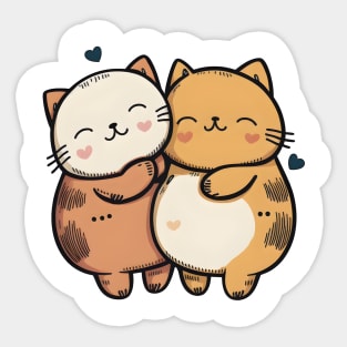 Valentines Day - Sweetheart Kittens Hugging Sticker